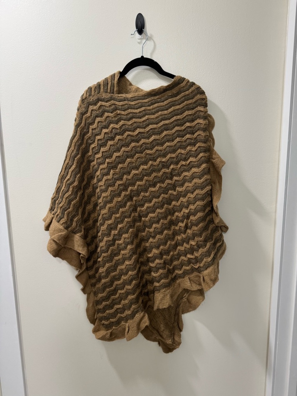 Acrylic Bohemian Asymmetrical Zigzag Poncho
